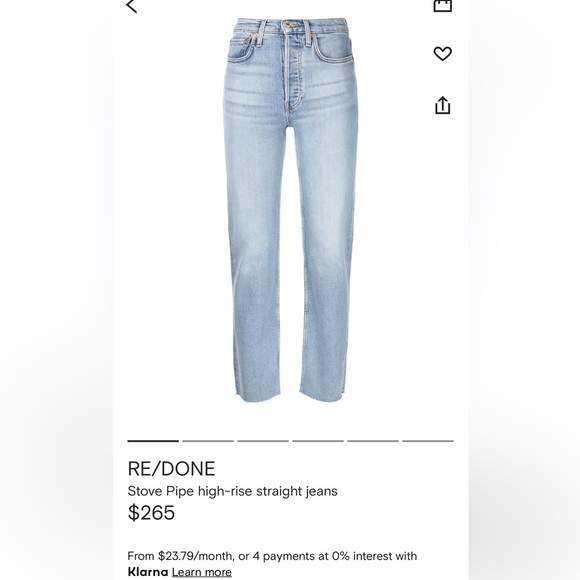 Re/Done 70s stove pipe light wash denim jeans size 23